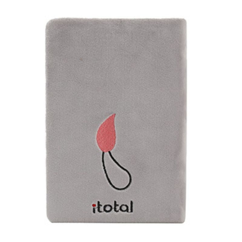 Caderno A5 iTotal Hipopótamo, com design cinza e rosa no verso