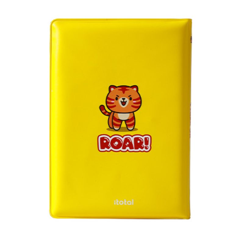 Capa traseira do caderno A5 amarelo com tigre da iTotal