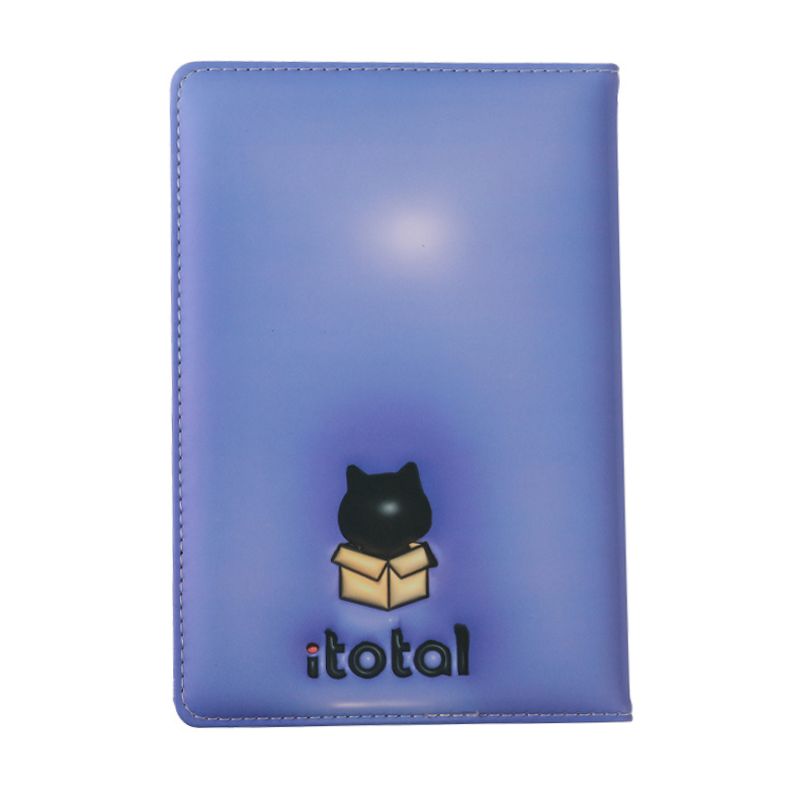 Parte traseira do caderno A5 com design minimalista e logótipo iTotal.