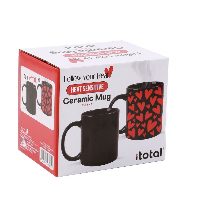 Embalagem da Caneca Mágica "Follow Your Heart" com efeito quente e frio.