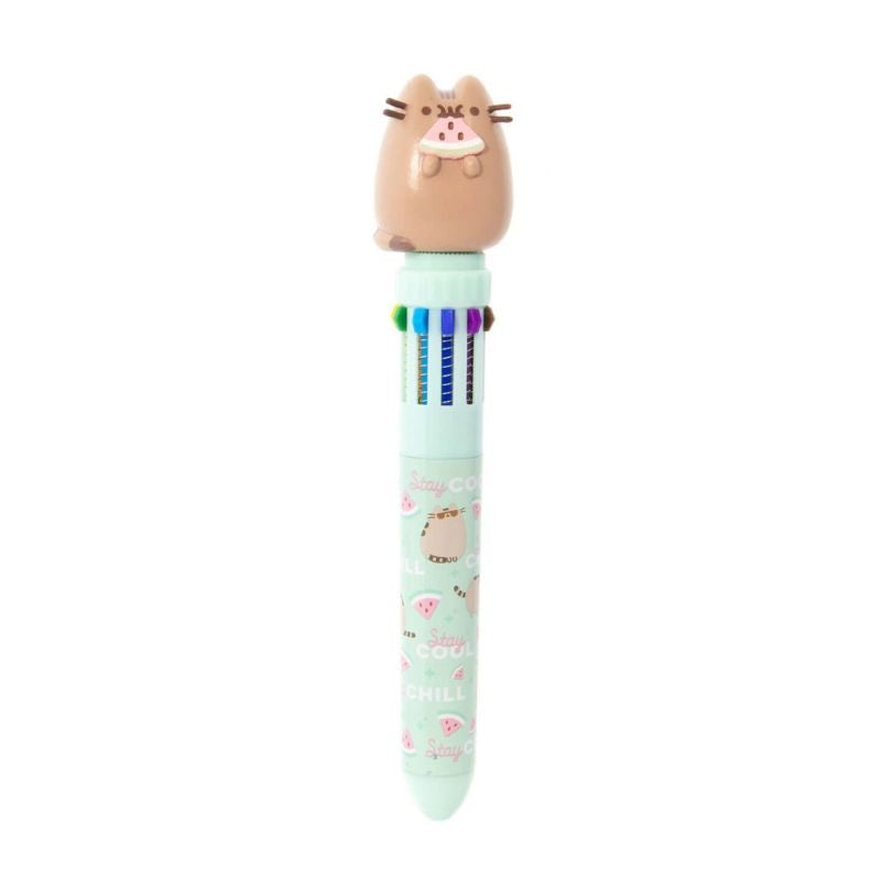 Caneta Pusheen multicor com topo 3D e design divertido.