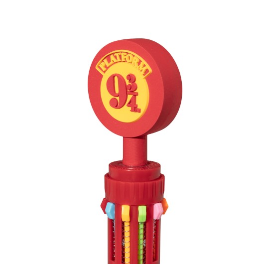 Close-up do topper 3D da Caneta Multicor Harry Potter Plataforma 9 ¾.