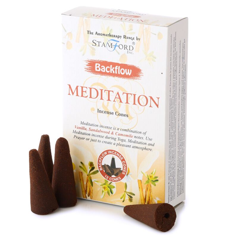Pacote de Cones de Incenso Refluxo Stamford Meditação com 20 unidades, ideal para relaxamento