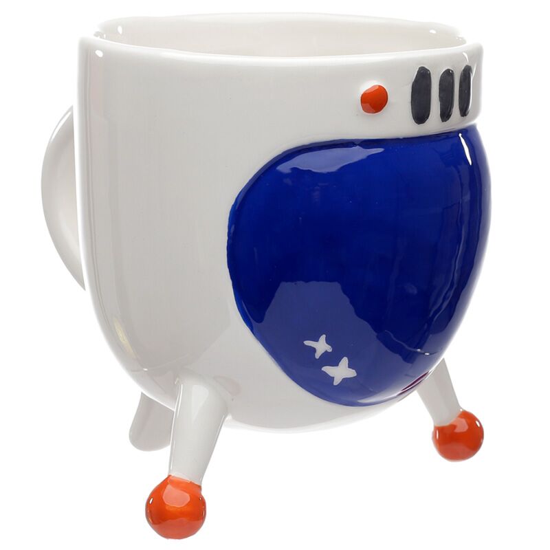 detalhe do visor azul da caneca astronauta