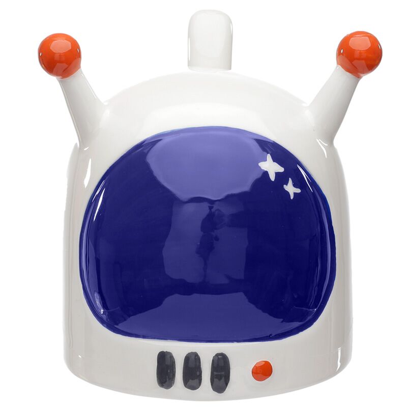 frente da caneca astronauta com estrelas pintadas