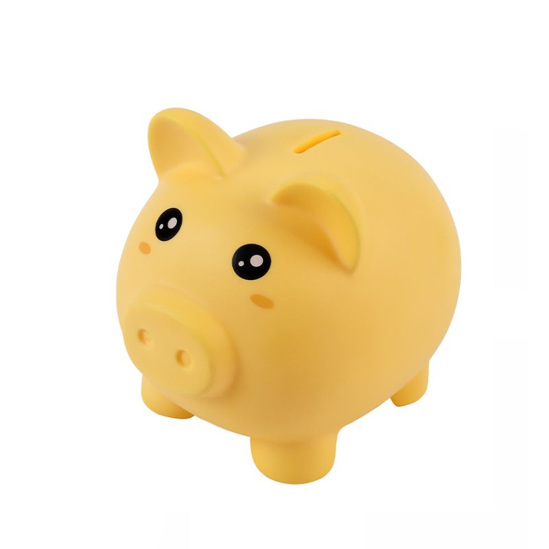 Mealheiro em formato de porquinho amarelo, ideal para crianças e adultos