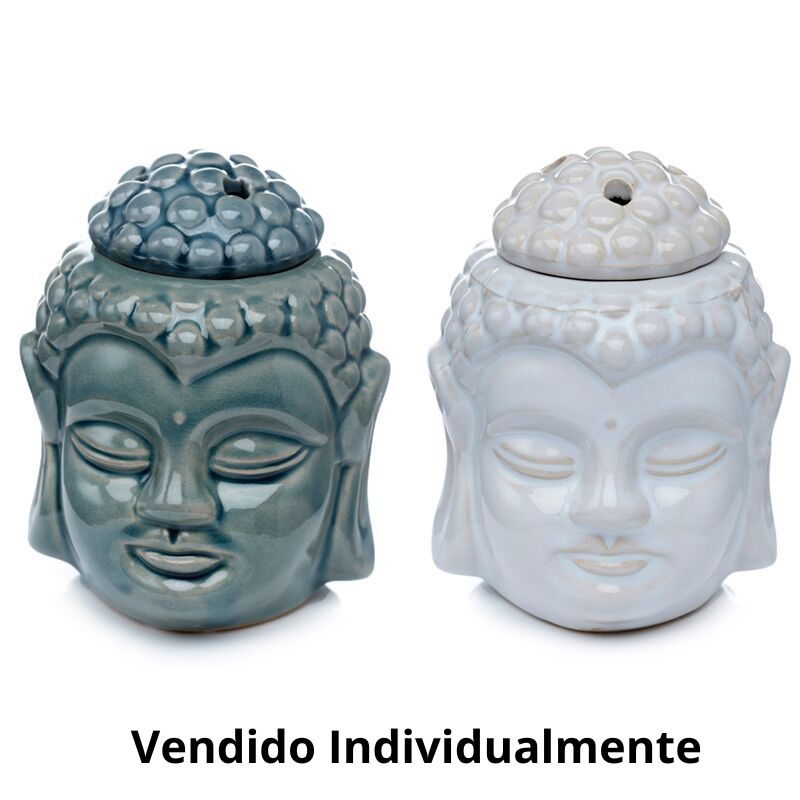 Queimadores de óleo Buda Thai em cerâmica, branco e verde