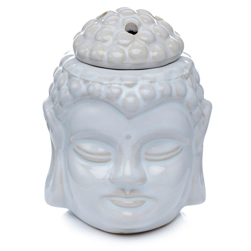 Queimador de óleo Buda Thai em cerâmica branco