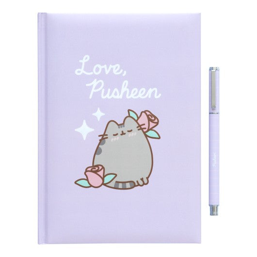 Conjunto completo Pusheen Moments com caderno e esferográfica em caixa de oferta.