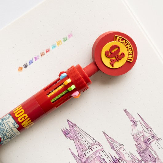 Topper 3D da Caneta Multicor Harry Potter com o símbolo da Plataforma 9 ¾.