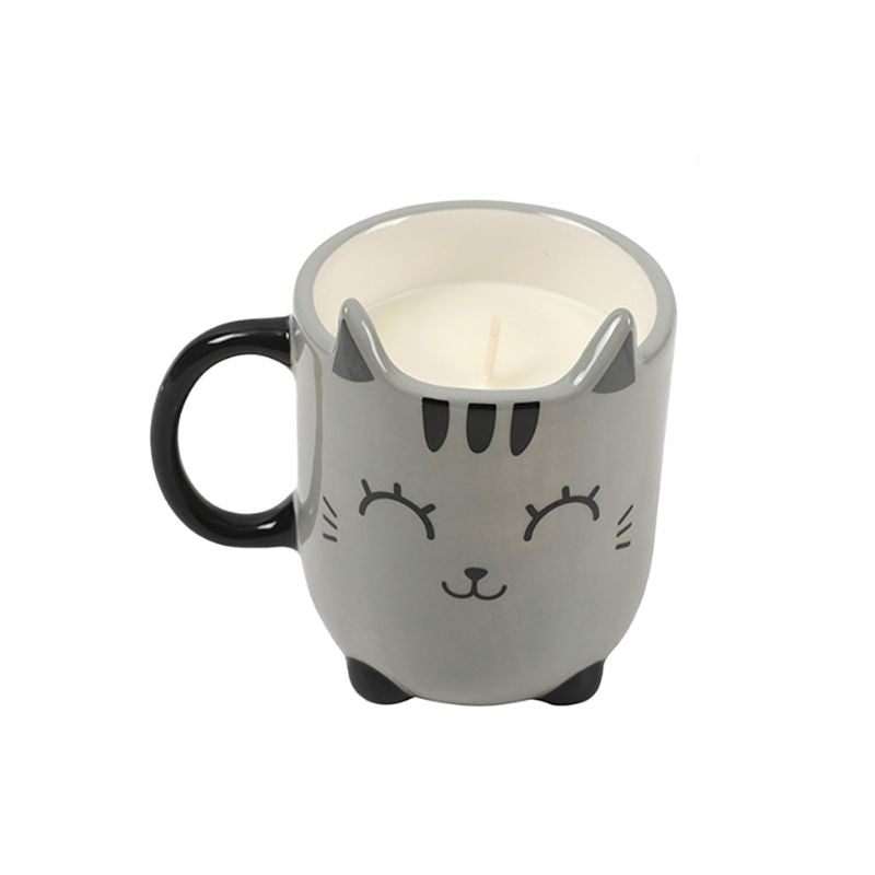Vela Decorativa e Caneca Gato Cinza iTotal, com design fofo de gato cinza