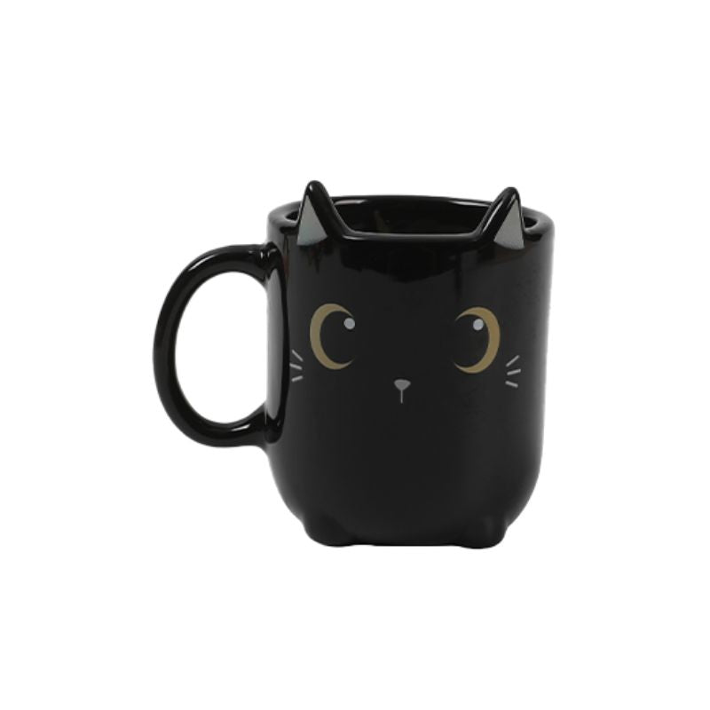 Vista lateral da Vela Decorativa e Caneca Gato Preto iTotal, destacando design e formato