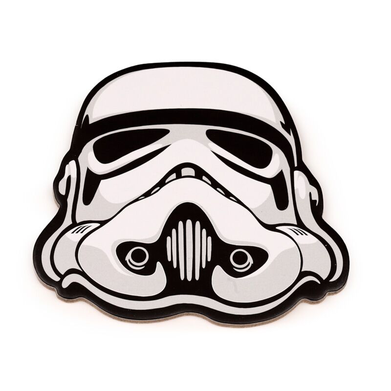 Base para copos Star Wars com design de capacete Stormtrooper em destaque.