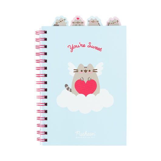 Capa do caderno Pusheen A5 com separadores personalizados e um design encantador.