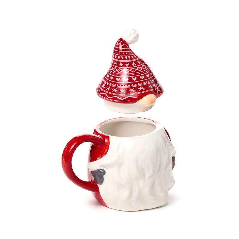 Caneca de Natal com gnomo, gorro com padrão natalício