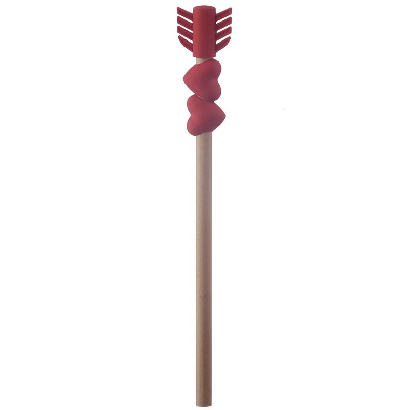 Lapis de madeira com borracha em forma de coracoes vermelho, ideal para gestos romanticos e criativos.
