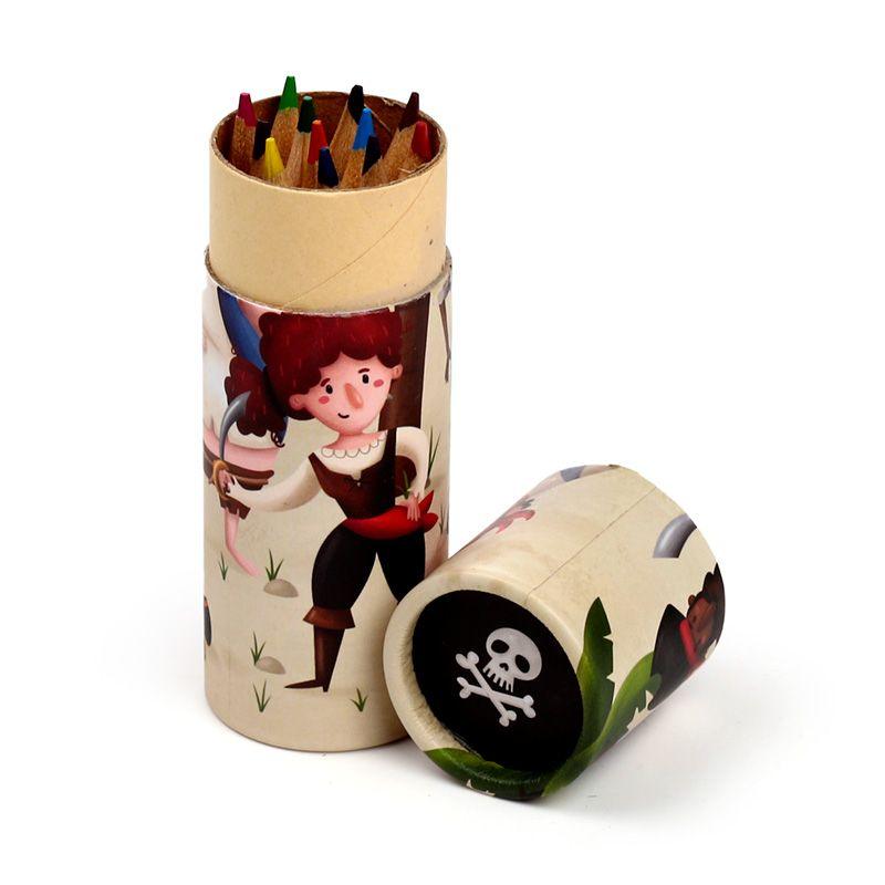 Tubo com 12 Lápis de Cor - Piratas Jolly Rogers - Prendas D'Coração