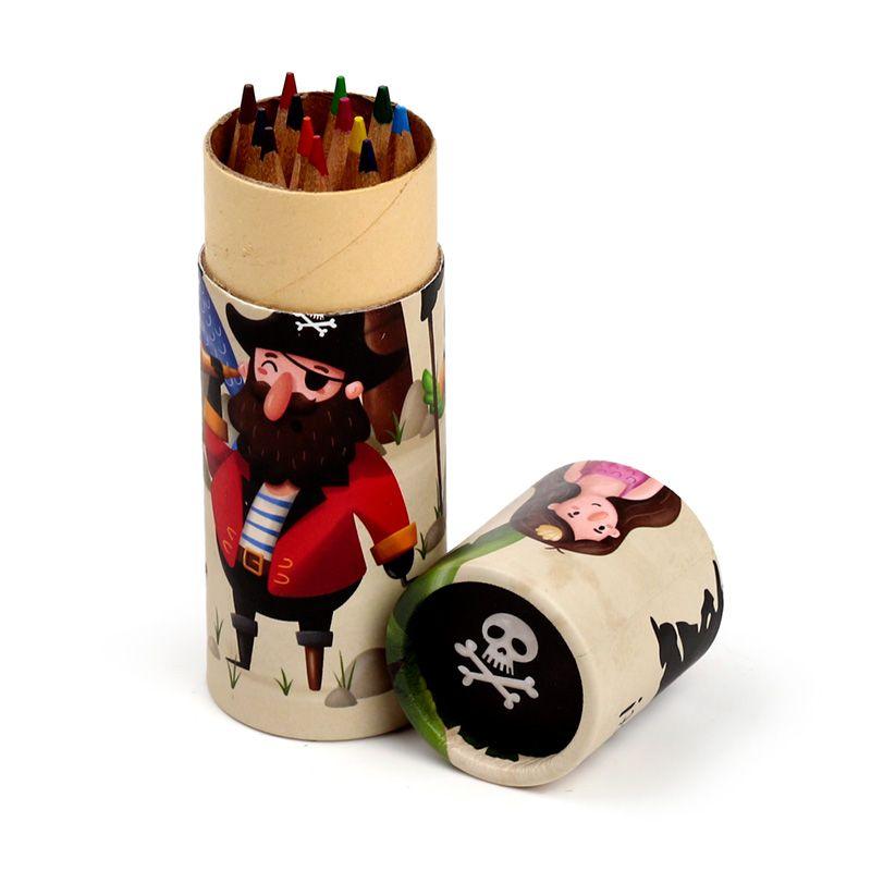 Tubo com 12 Lápis de Cor - Piratas Jolly Rogers - Prendas D'Coração