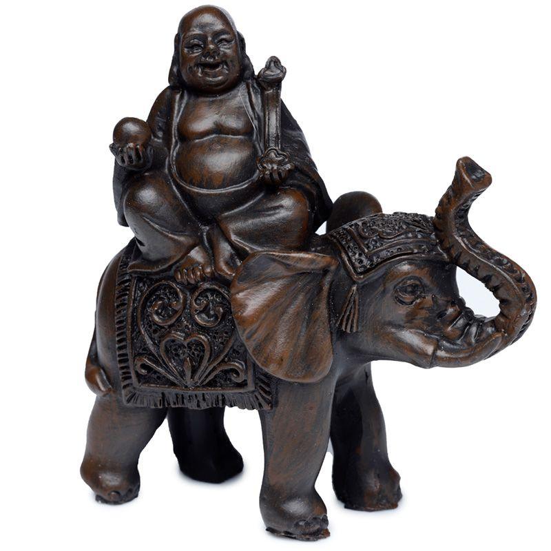 Figura Decorativa - Buda da Sorte Sobre Elefante - Prendas D'Coração