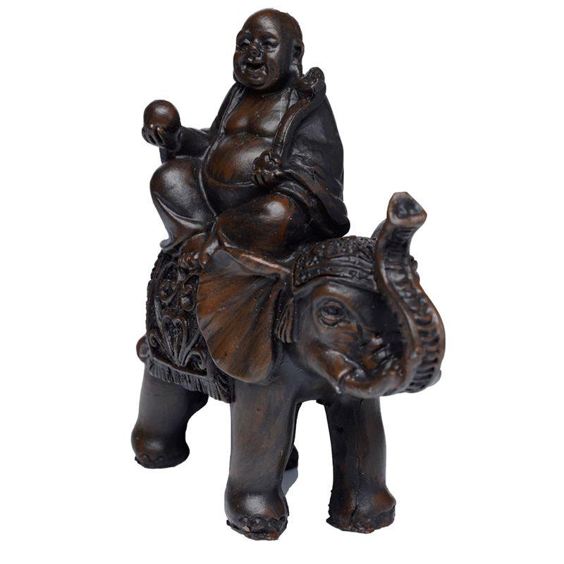 Figura Decorativa - Buda da Sorte Sobre Elefante - Prendas D'Coração