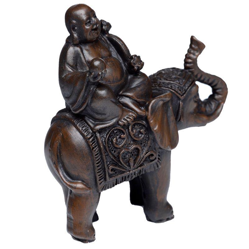 Figura Decorativa - Buda da Sorte Sobre Elefante - Prendas D'Coração