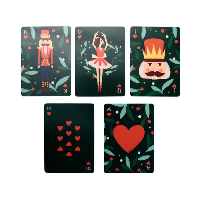 Cartas de Rainha do baralho Quebra-Nozes com motivos de ballet e Natal.