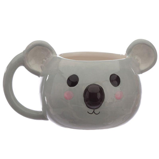 Caneca fofa de koala com rosto sorridente, perfeita para alegrar seu café da manhã.