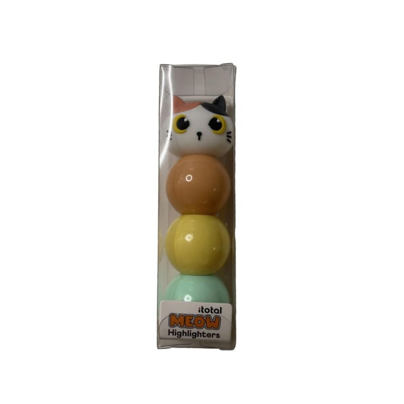 Embalagem de marcadores em forma de gato com três cores