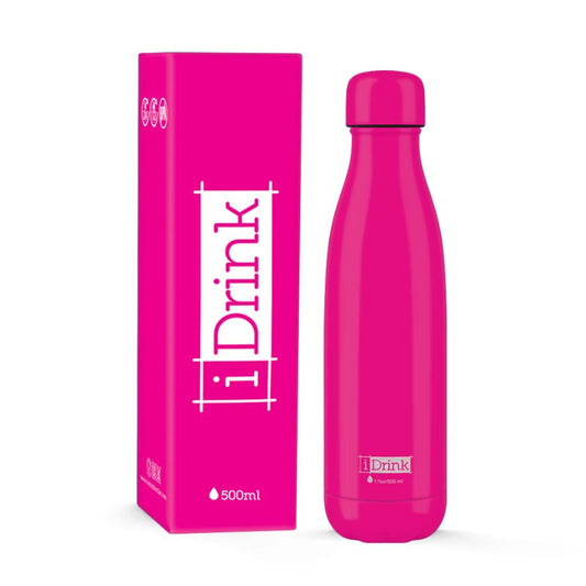 Garrafa térmica iDrink rosa choque com caixa, 500ml