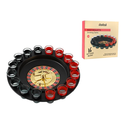 Jogo de roleta alcoólica com 16 copos de shot numerados e caixa original incluída.